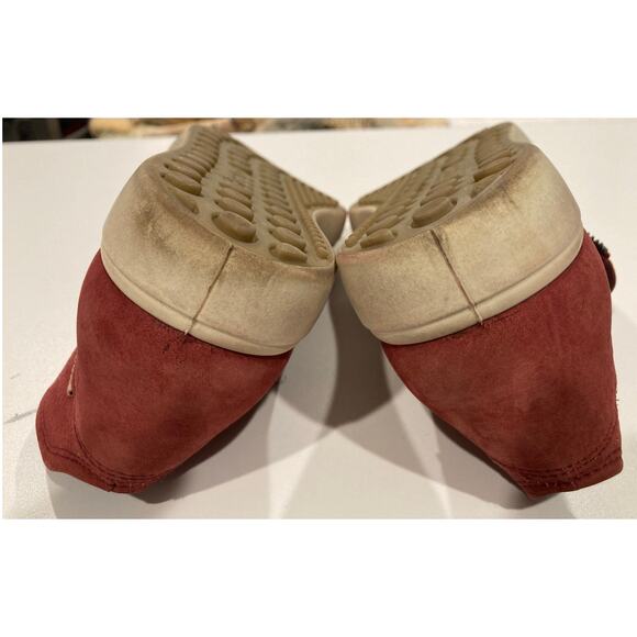 ECCO Women Burgundy Red Soft 7 Nubuck Zip Ankle Bootie Sz 41 Extra Wide Sneaker - Picture 4 of 7